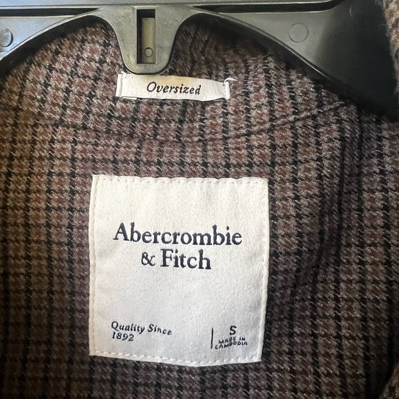 Abercrombie oversized brown plaid flannel shirt. Small - Picture 3 of 3